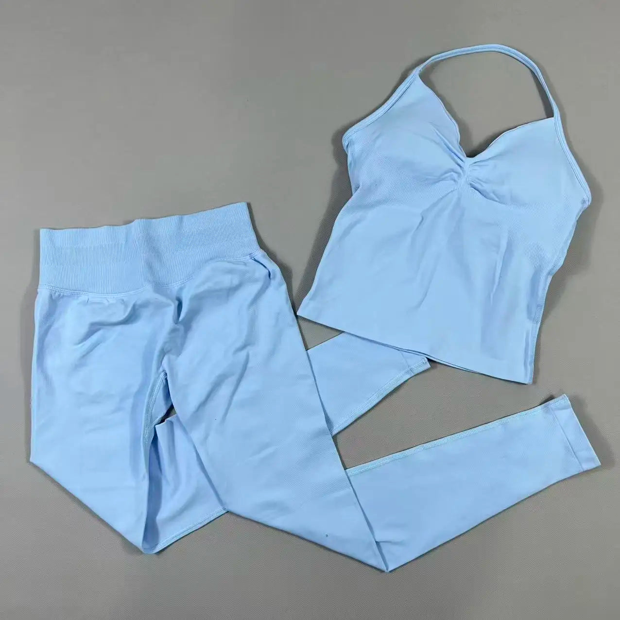 Yoga 2pcs Impact Gym Set Women Backless Tank Tops High Waist Scrunch Seamless Shorts Fitness Clothes Activewear Workout Sets