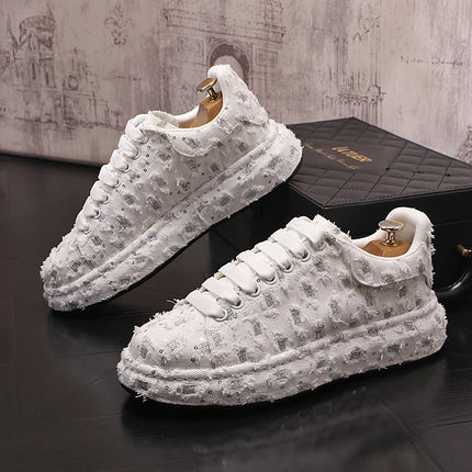 New Fashion Men Embroidery Canvas glitter Loafers Mens Casual Oxford Shoes Wedding Groom Driving Homecoming Business Footwear