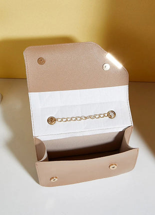 Trendy Embroidered Square Bag  - Diamond Pattern Shoulder Purse with Chain Strap & Magnetic Closure PlatiNum