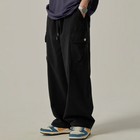 Men's Sweatpants 2025 Spring Autumn Vintage Japanese Wide Leg Straight Loose Button Big Pockets Cargo Pants Drawstring Trousers