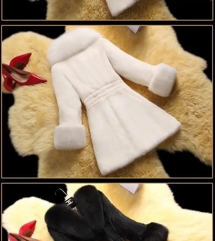 Winter 2025 Faux Fur Coat Women Thick Outwear Female Long Fake Fox Fur Thick Long Sleeve Jacket  Ladies Slim  Warm Faux Fur Coat