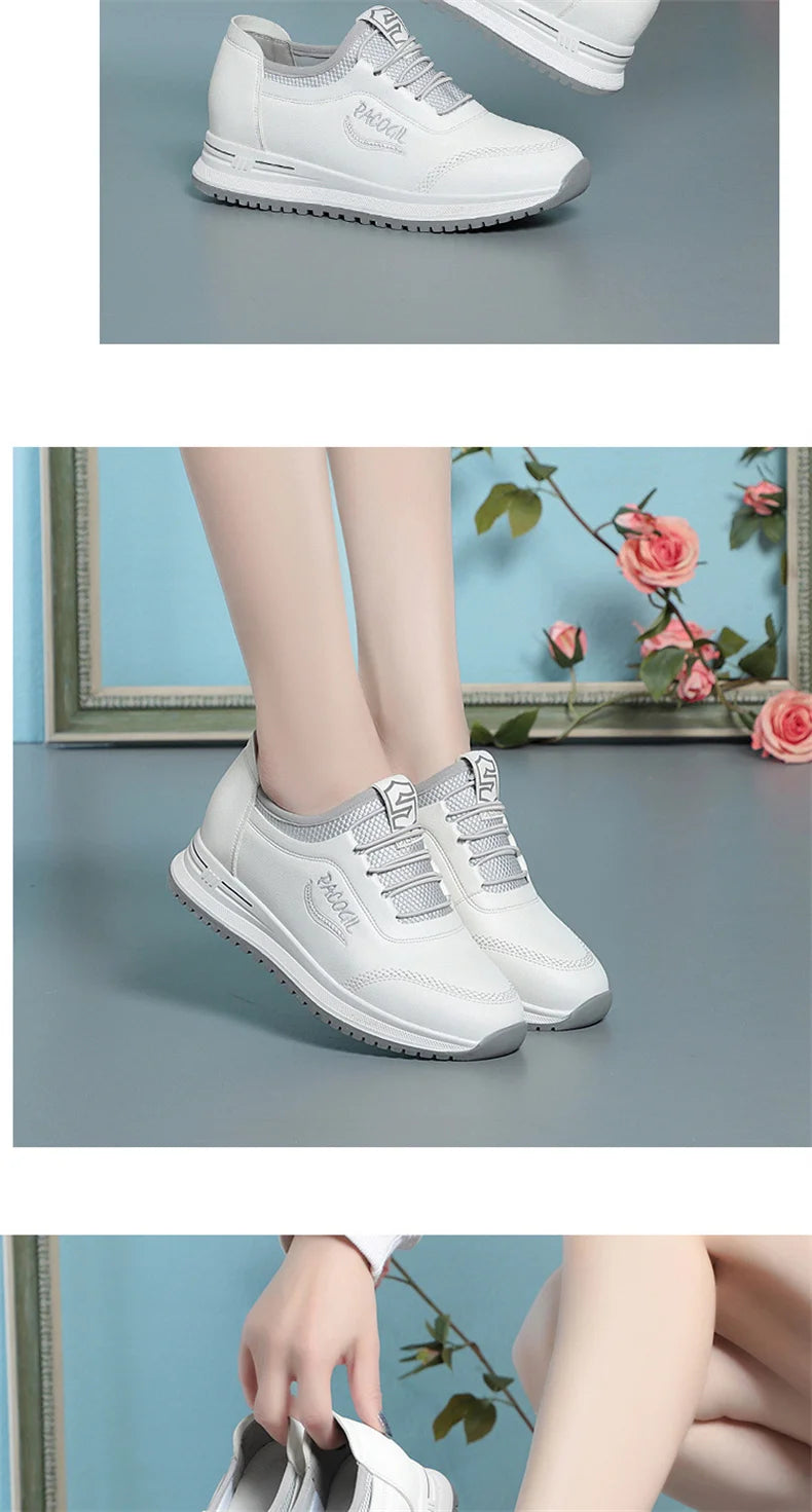 New Spring Fashion Versatile Non Slip Women's Comfort Breathable Sneakers Mother Soft Leather Soft Sole Causal Shoes