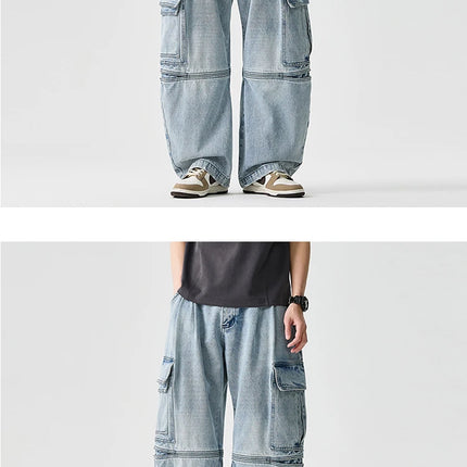 Pantaloni in denim Pantaloni casual alla moda stile americano da uomo Pantaloni larghi da uomo Hip Hop Jeans oversize Pantaloni in vita elastica da uomo