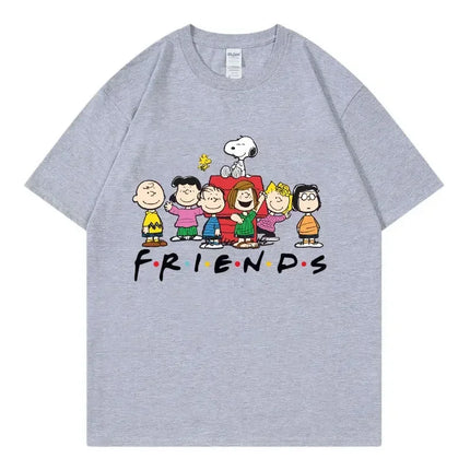 Snoopy Friends Cartoon Anime T-shirt da donna estiva manica corta 100% cotone da uomo T-shirt Top 2025 nuova moda coppia abbigliamento