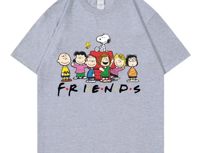 Snoopy Friends Cartoon Anime T-shirt da donna estiva manica corta 100% cotone da uomo T-shirt Top 2025 nuova moda coppia abbigliamento