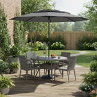 Ombrellone da Giardino a 3 Livelli Ventilato 300cm, con Sistema di Inclinazione a Pulsante e Manovella, Palo in Metallo Robusto, Ombrellone da Spiaggia e Giardino