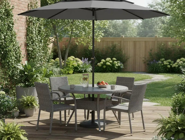 Ombrellone da Giardino a 3 Livelli Ventilato 300cm, con Sistema di Inclinazione a Pulsante e Manovella, Palo in Metallo Robusto, Ombrellone da Spiaggia e Giardino