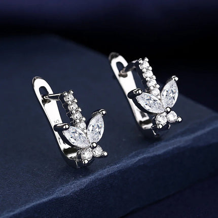 Orecchini in argento sterling 925 gioielli di alta qualità retrò modello semplice orecchini con zirconi bianchi viola vendita calda platinumshop