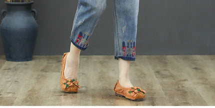 AmaxluluE Jeans larghi strappati da donna alla moda estiva Pantaloni in denim ricamati per il tempo libero da donna Pantaloni Harem elastici da donna vintage