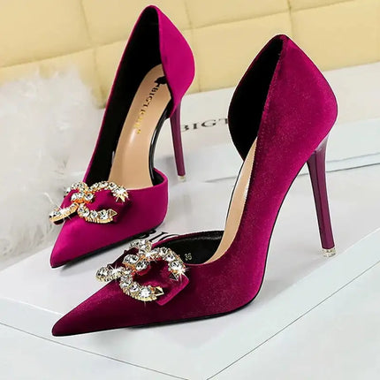 Tacchi alti di lusso Donna 7 cm Tacchi a spillo da 10,5 cm Décolleté da donna con strass in metallo Scarpe da sposa moda Scarpe da ballo sexy da donna 2026 platinumshop