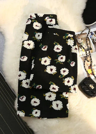 Three Dimensional Flower Skirts Women Winter High Waist Woolen Thickened Long Skirt Female Autumn New PlatiNum