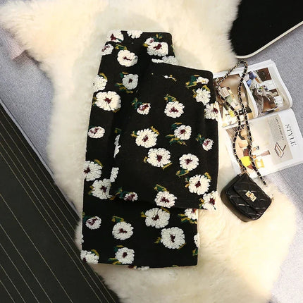 Three Dimensional Flower Skirts Women Winter High Waist Woolen Thickened Long Skirt Female Autumn New PlatiNum