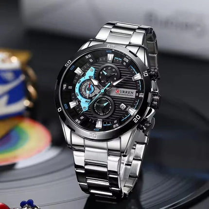 CURREN 8402 Orologio da uomo in acciaio inossidabile Moda creativa Quadrante luminoso con cronografo Orologio da uomo di lusso per il tempo libero reloj hombre platinumshop