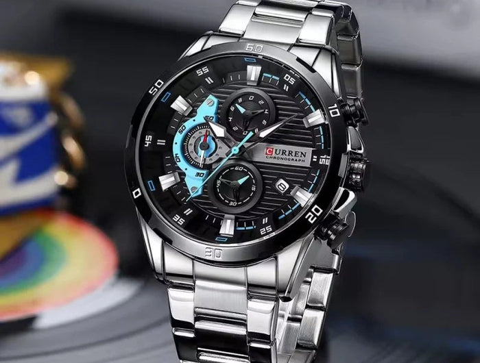 CURREN 8402 Orologio da uomo in acciaio inossidabile Moda creativa Quadrante luminoso con cronografo Orologio da uomo di lusso per il tempo libero reloj hombre platinumshop