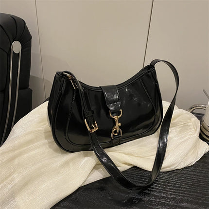 Elegante Borsa a Tracolla da Donna - Borsetta Quadrata Retrò con Chiusura a Zip, in Resistente Materiale PU