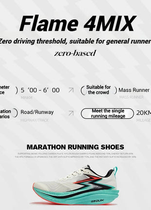 361 Degrees Flame 4.0 MIX Men Running Shoes Carbon Plate Racing Marathon Stable Rebound Wear-resistant Male Sneakers 672512204 PlatiNum