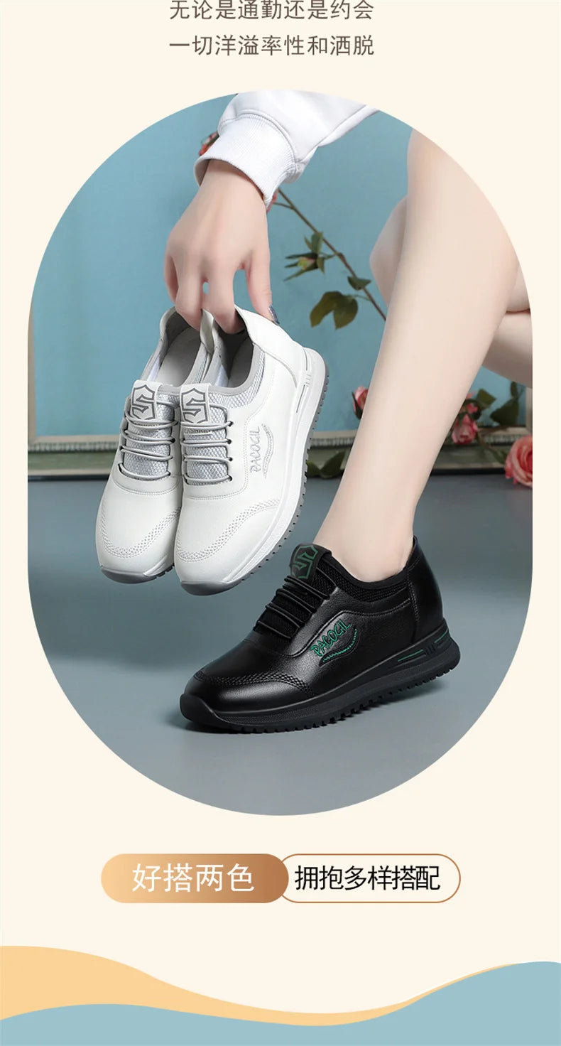New Spring Fashion Versatile Non Slip Women's Comfort Breathable Sneakers Mother Soft Leather Soft Sole Causal Shoes