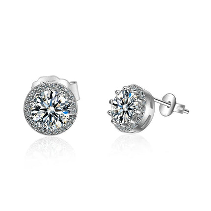 New 925 Sterling Silver 2ct Moissanite Earrings for Women Exquisite Student Girlfriend Wedding Engagement Jewelry Fashion Gift PlatiNum