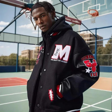Streetwear Bomber Baseball Jacket Men Y2K Hip Hop Letter Embroidered Leather Retro Jacket Men Motorcycle Wear Zipper Coats Male