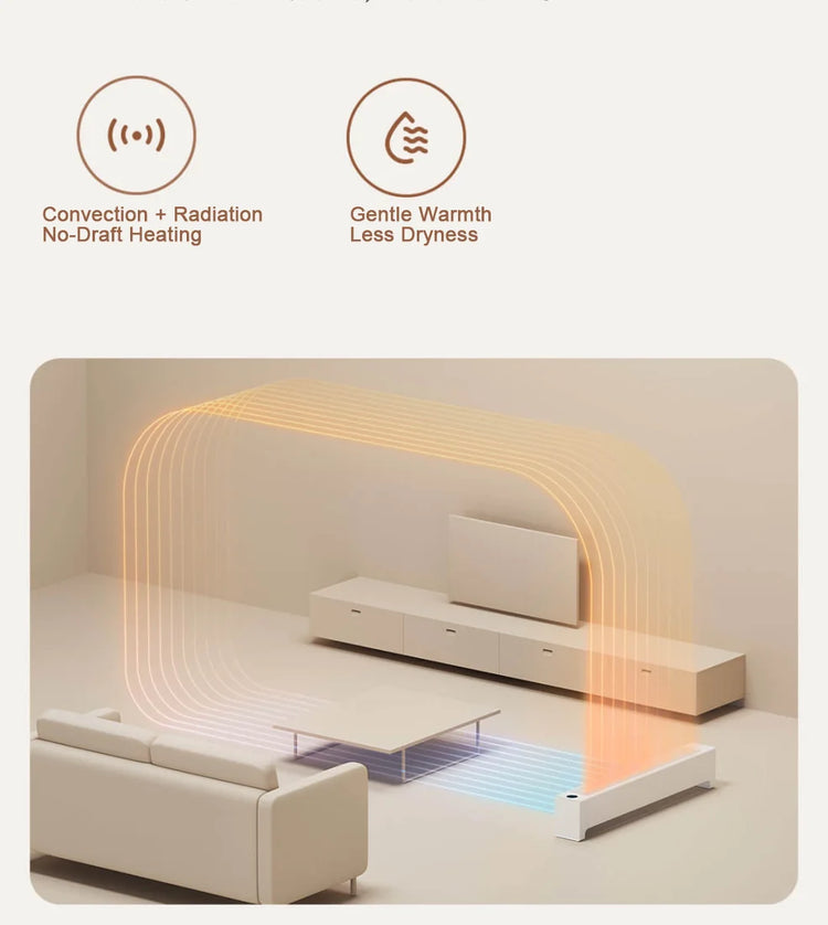 MIJIA Graphene Baseboard Heaters 2nd,Constant Temperature,5S Rapid Heating,2200W Timer Setting,CN Version With Adapter
