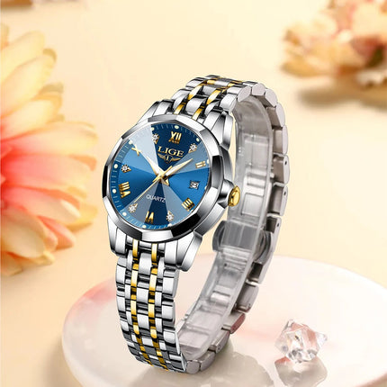 LIGE Elegante Orologio da Polso da Donna Ultrasottile in Stile Nordico Semplice con Movimento al Quarzo, Bracciale in Acciaio Inossidabile alla Moda platinumshop