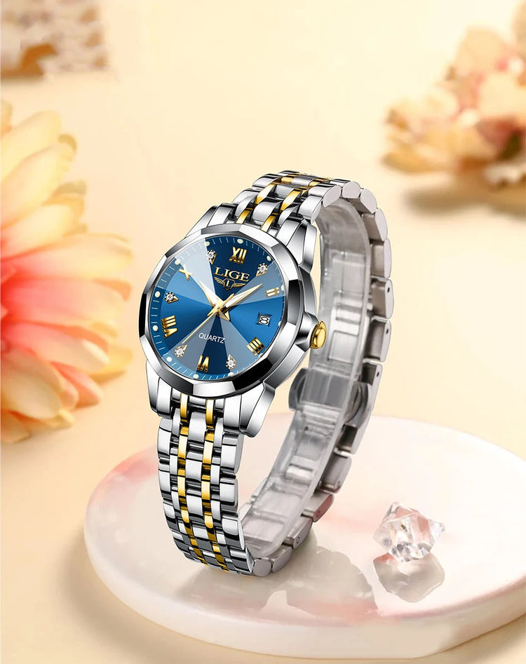 LIGE Elegante Orologio da Polso da Donna Ultrasottile in Stile Nordico Semplice con Movimento al Quarzo, Bracciale in Acciaio Inossidabile alla Moda platinumshop