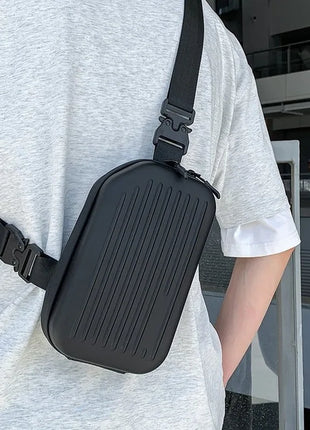 Borsa a tracolla rigida nera, leggera e portatile, per adulti, ideale per il trasporto quotidiano, lo shopping, le brevi camminate all'aperto e l'uso quotidiano.