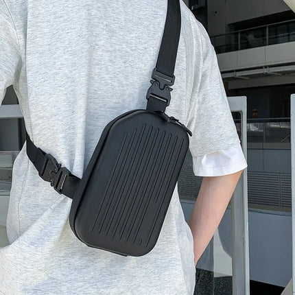 Borsa a tracolla rigida nera, leggera e portatile, per adulti, ideale per il trasporto quotidiano, lo shopping, le brevi camminate all'aperto e l'uso quotidiano.