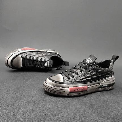 New Designers Genuine Leather Alligator Pattern All Match Sneaker For Men Casual Shoes Flats Walking Footwear Zapatos Hombre