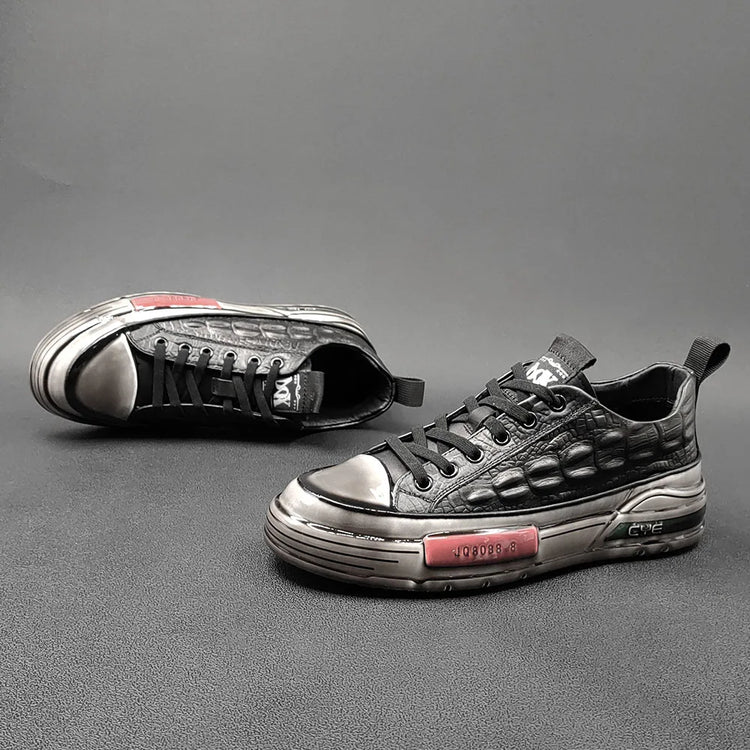 New Designers Genuine Leather Alligator Pattern All Match Sneaker For Men Casual Shoes Flats Walking Footwear Zapatos Hombre
