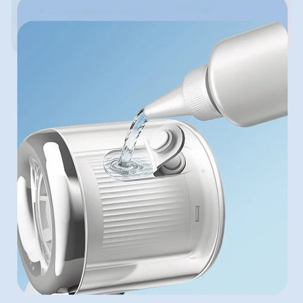 Ventilatore Portatile Mini con Nebulizzatore d'Acqua, 3600mAh, 5 Velocità, Pieghevole, da Appendere al Collo, Umidificatore Ricaricabile USB-C