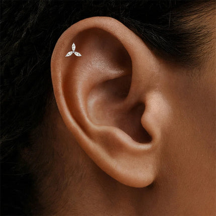 Aide S925 Sterling Silver Moissanite Silver Color Srud Earrings Women Heart Leaf Geometric DIY Ear Bone Sruds Piercing Jewelry PlatiNum