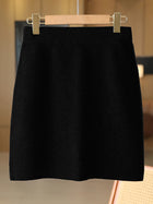 Autumn Winter Women Wool Skirt Elastic Waist Mini Slim Fit Cashmere Skirts 100% Merino Wool Knitted Office Lady Above Knee Dress PlatiNum
