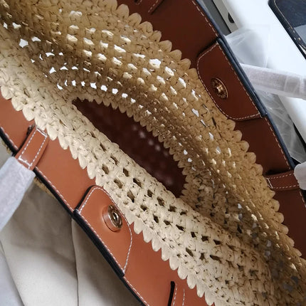 2025 Y2k Retro Literary Fashion Versatile Casual Tote Bag Shoulder Bag Large Capacity Grass Woven Bag Women's Bag