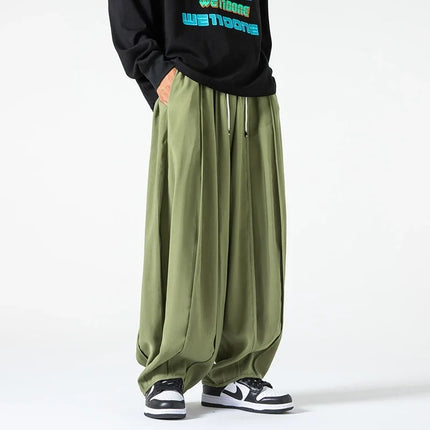 Pantaloni a Gamba Dritta da Uomo, Casual e alla Moda, con Vita Alta Elasticizzata, Stile Harajuku, Larghi, Streetwear, Taglie Fino a 5XL