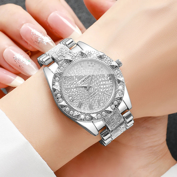 Orologi da donna con diamanti di lusso Orologio da polso al quarzo da donna con quadrante arabo alla moda Reloj Mujer Orologio da ragazza regalo (senza scatola) platinumshop