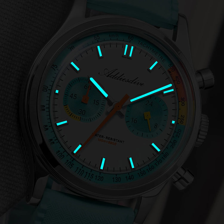 ADDIESDIVE Chronograph Quartz Watches For Men 100M Waterproof Multifunctional Wristwatch AD2549 Bubble Glass BGW9 Luminous Watch