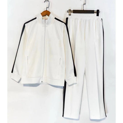 European and American new leisure sports suit men and women high-end fashion space cotton cardigan fashion two-piece large size PlatiNum