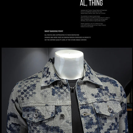 Brand Retro Denim Jacket for Men 2025 Spring Fashion Jacquard Casual Denim Jackets Social Hip-hop Streetwear Cowboy Coats