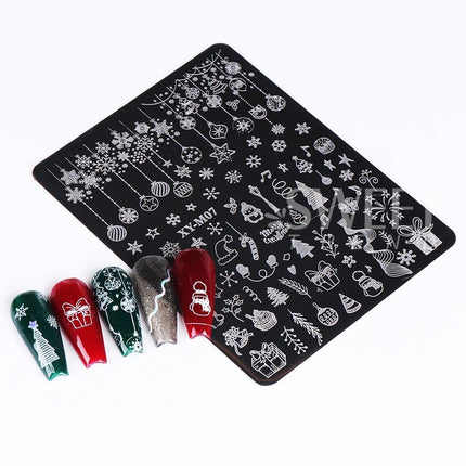1 PC Nail Stamping Plates Christmas French Xmas Steel Printing Stencil Snowflakes Nail Stamp Templates Nail Art Manicure Tools