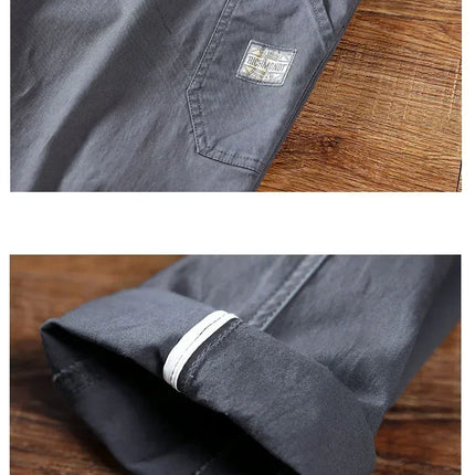 Spring Autumn New Men's 97% Cotton Jogging Cargo Long Pants Retro Solid Color Korean Style Straight Loose Casual Pants Male