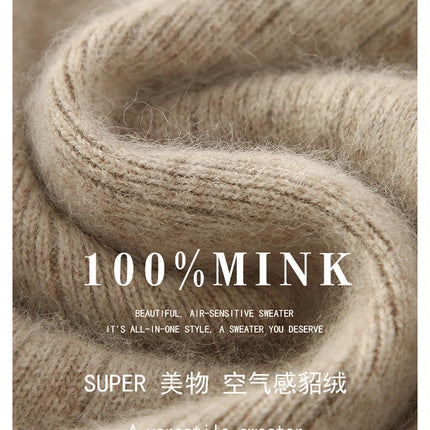 100% Pure Mink Cashmere One-Step Skirts Women's Elastic Waist Split Knitted Long Skirt Bag Hip Joker Straight Skirt Warm A Skirt PlatiNum