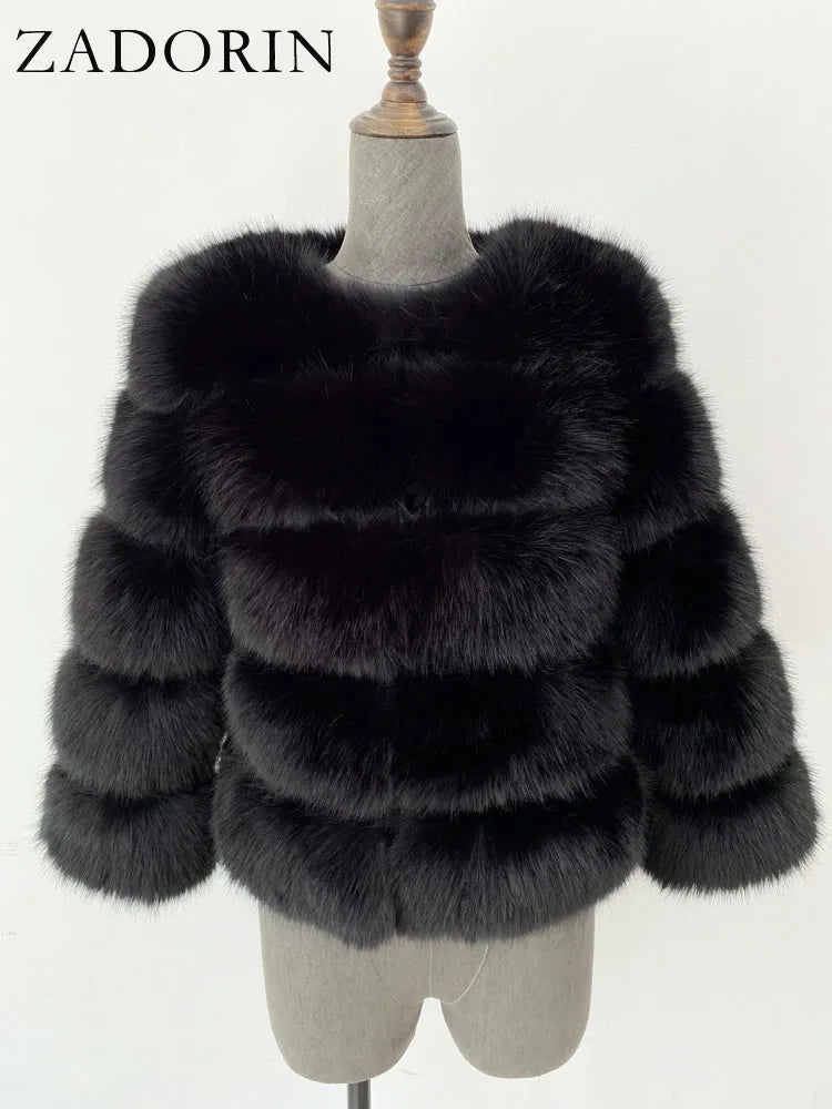 ZADORIN Children Faux Fox Fur Coat Winter Fashion Long Sleeve Warm Kids Fur Coats Outerwears Fake Fur Jacket Children Clothes