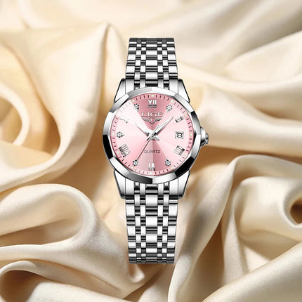 LIGE Elegante Orologio da Polso da Donna Ultrasottile in Stile Nordico Semplice con Movimento al Quarzo, Bracciale in Acciaio Inossidabile alla Moda platinumshop