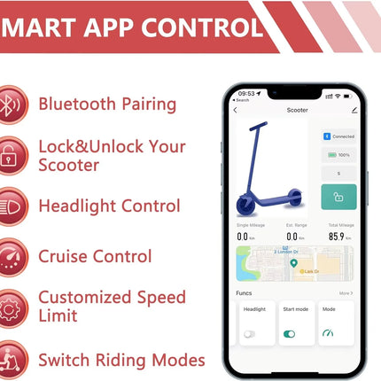 Scooter elettrico 350W Motore 36V 10.4Ah 30km Gamma 8,5 pollici Pneumatico a nido d'ape Monopattini elettrici con app 2026 Regali di Capodanno