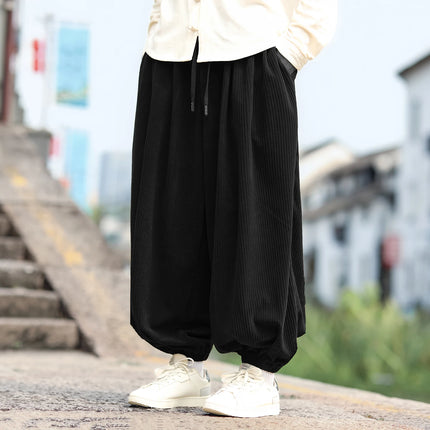 Nuovi pantaloni di velluto a coste da uomo streetwear moda pantaloni lanterna allentati uomo pantaloni stile harem retrò pantaloni casual con cavallo grande uomo taglie forti5XL