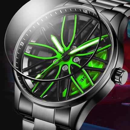 Orologio da Uomo LIGE di Lusso al Quarzo, Sportivo, Impermeabile, in Acciaio Inossidabile, Luminoso, con Quadrante a Forma di Ruota d'Auto, Elegante Orologio da Uomo per Affari platinumshop