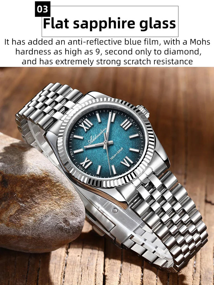 ADDIESDIVE 36mm AD2512 Watch For Men BGW9 Luminous Jubilee Strap 100m Waterproof Sapphire Glass VH31 Movement Quartz Watch Reloj