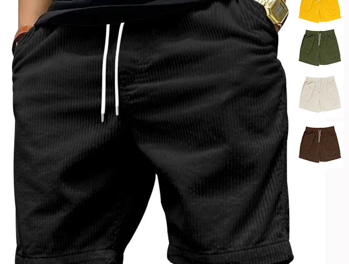 Pantaloncini da uomo in velluto a coste estivi 2026, casual, leggeri, vestibilità ampia, pantaloncini da spiaggia e surf da uomo platinumshop
