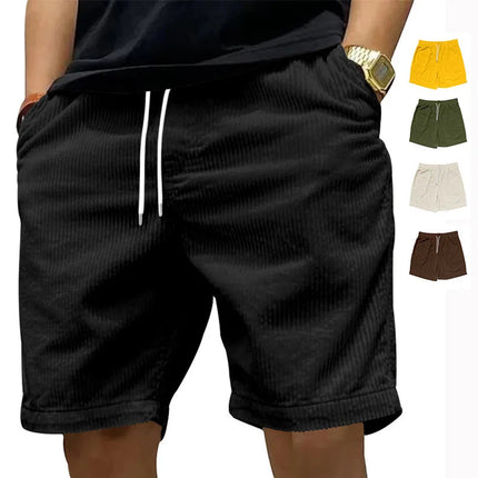 Pantaloncini da uomo in velluto a coste estivi 2026, casual, leggeri, vestibilità ampia, pantaloncini da spiaggia e surf da uomo platinumshop
